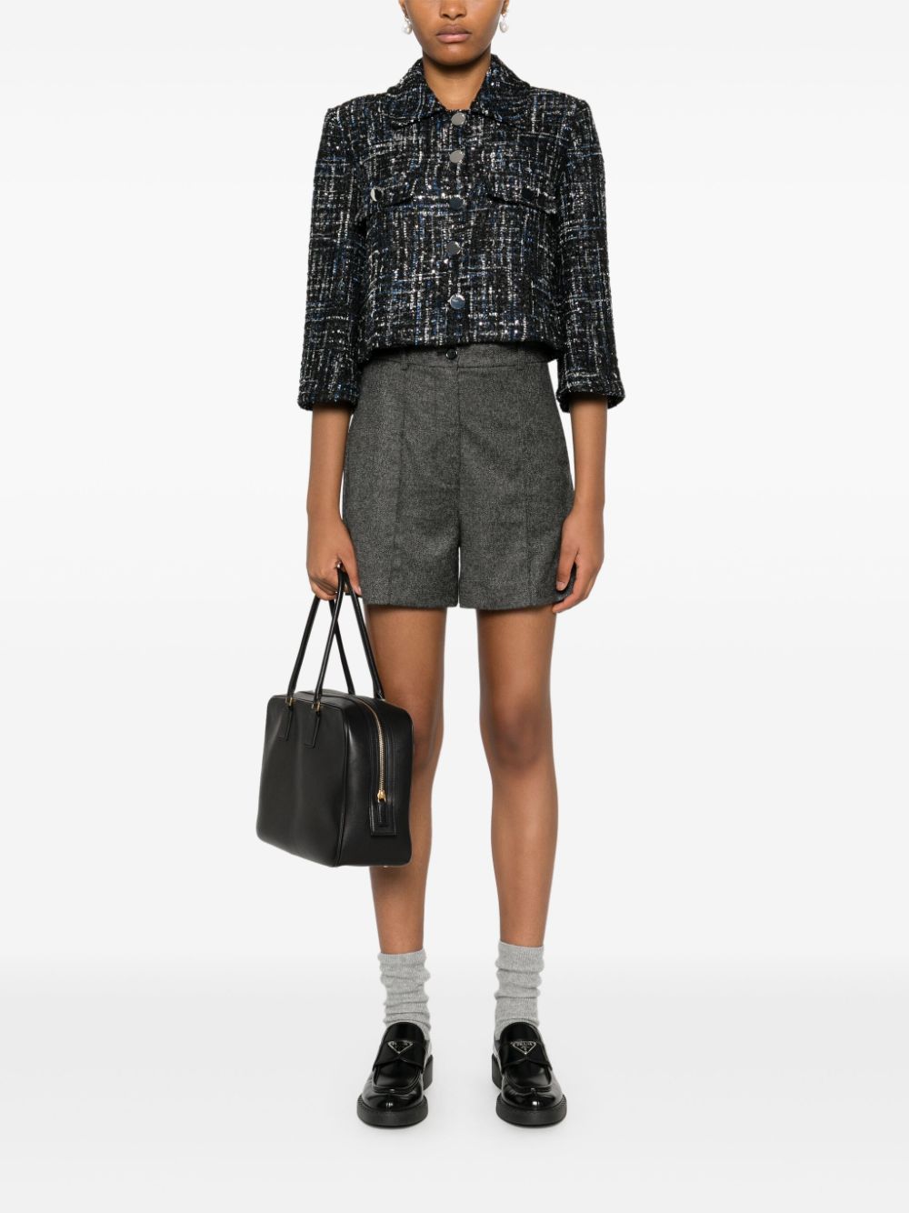 Shop Pinko Mélange-effect Shorts In Grau