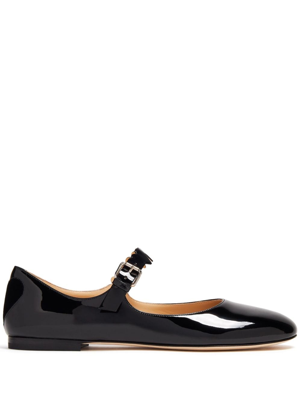 Shop Mach & Mach Patent Leather Ballerina Shoes In Black