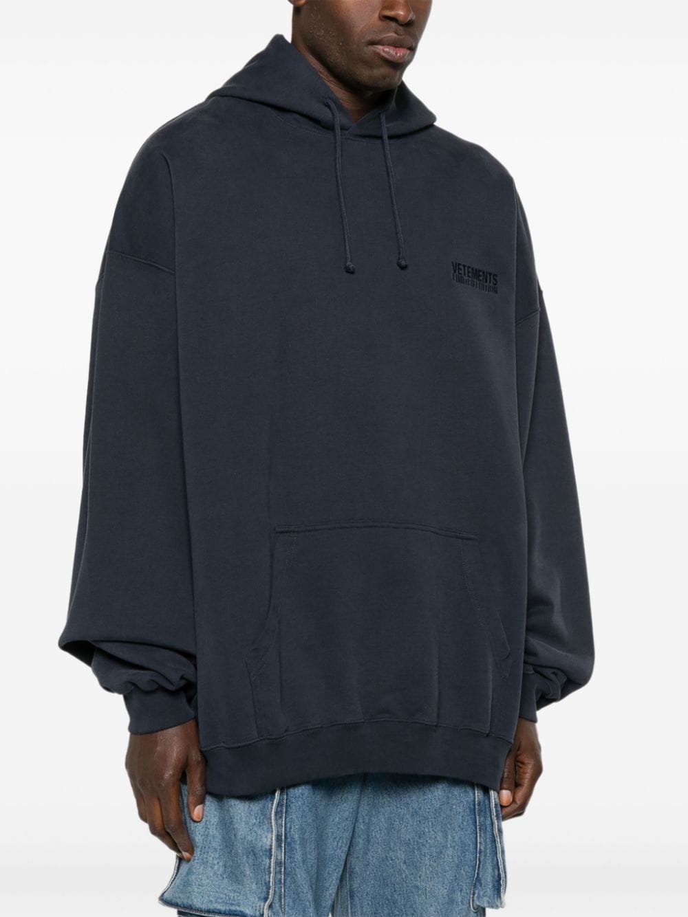 Shop Vetements Logo-embroidered Hoodie In Blue