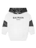 Balmain Kids logo-print two-tone hoodie - White