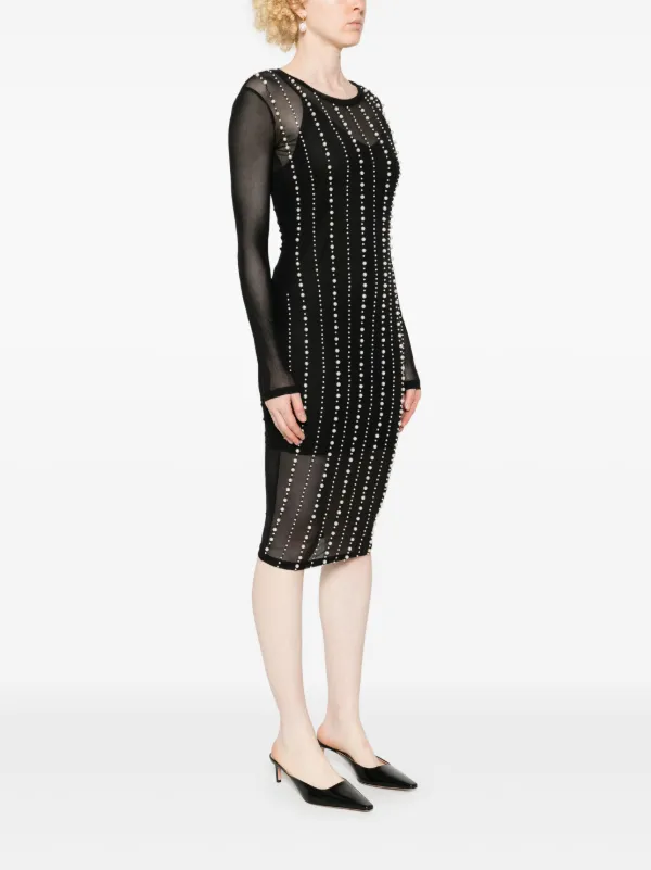 Versace Jeans Couture faux-pearl Midi Dress | Black | FARFETCH