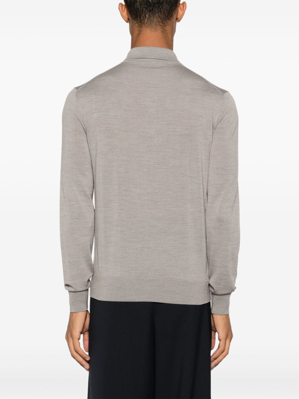 Shop Giorgio Armani Virgin Wool Polo Sweater In Grau