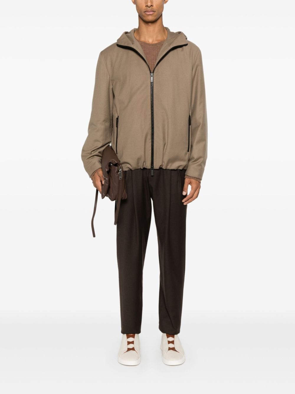 Shop Giorgio Armani Virgin Wool Trousers In Brown