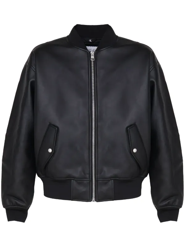 Calvin klein leather bomber jacket best sale