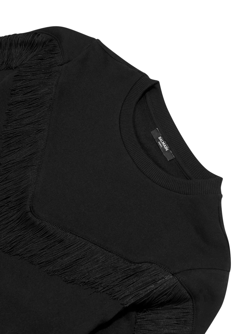 Shop Balmain Fringe-detailing Sweatshirt In Black