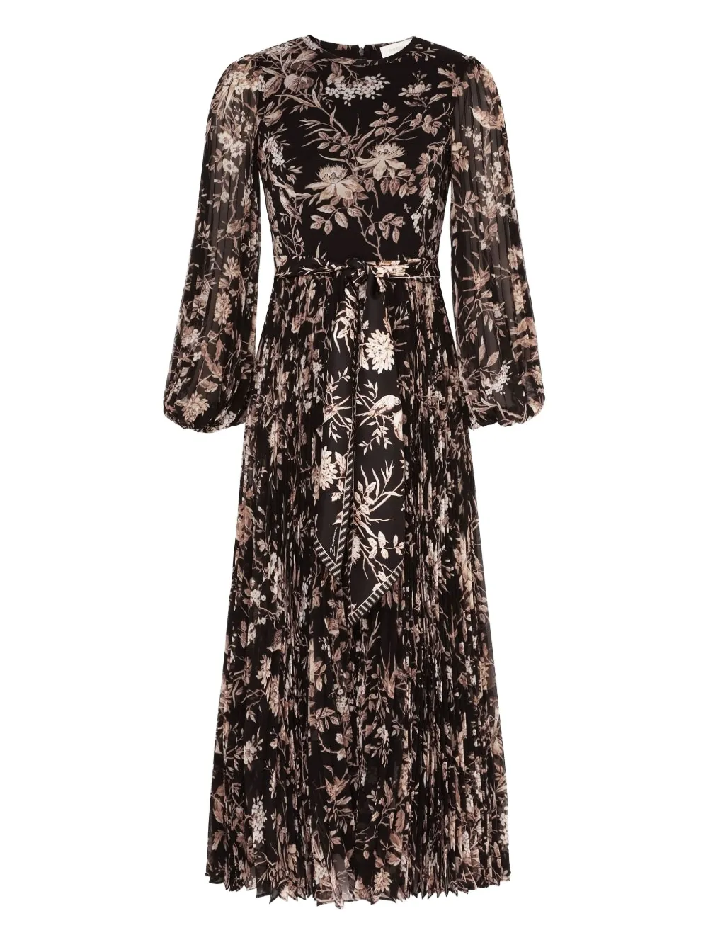 ZIMMERMANN floral-print pleated midi dress | Black | Image 1