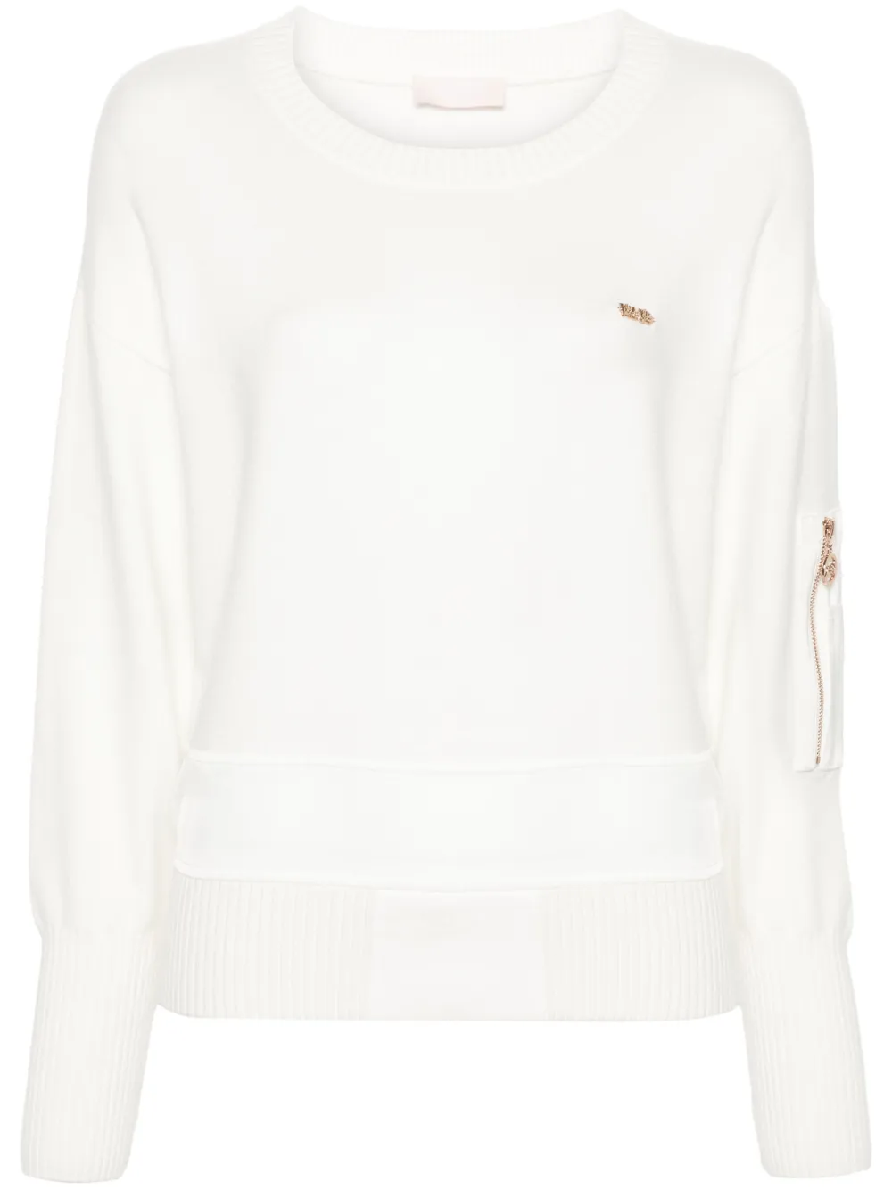 LIU JO Trui met ronde hals en zakdetail Beige