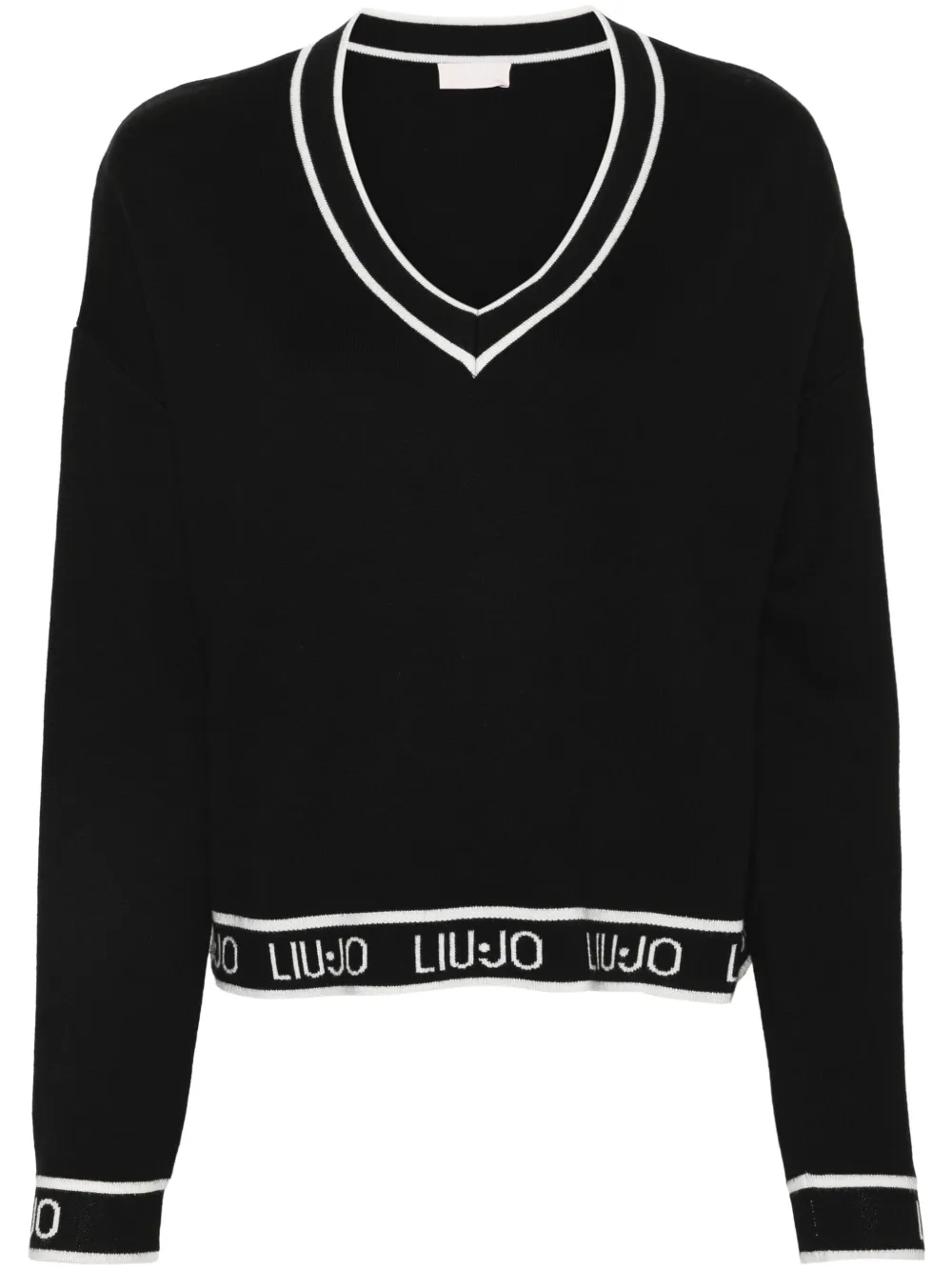 LIU JO Trui met logo intarsia Zwart