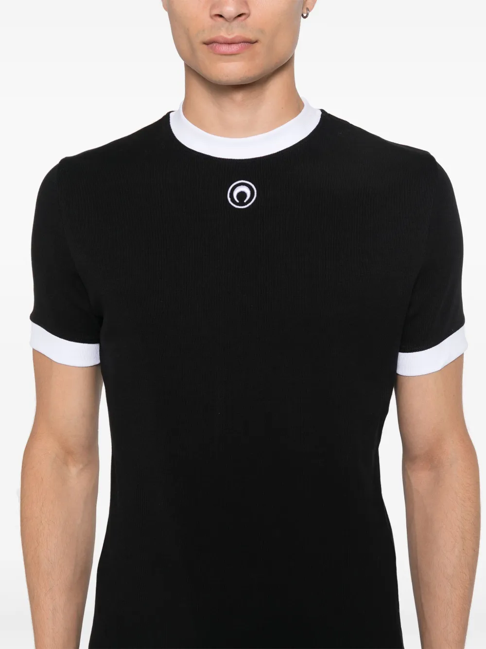 Marine Serre T-shirt met Crescent Moon-borduurwerk Zwart