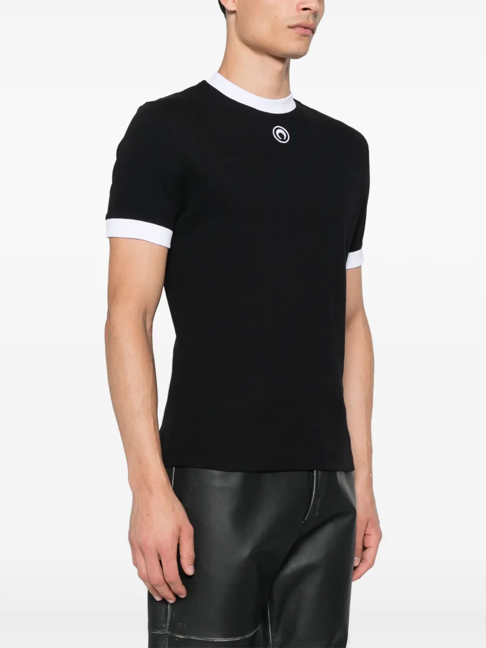 Marine Serre T-shirt met Crescent Moon-borduurwerk Zwart