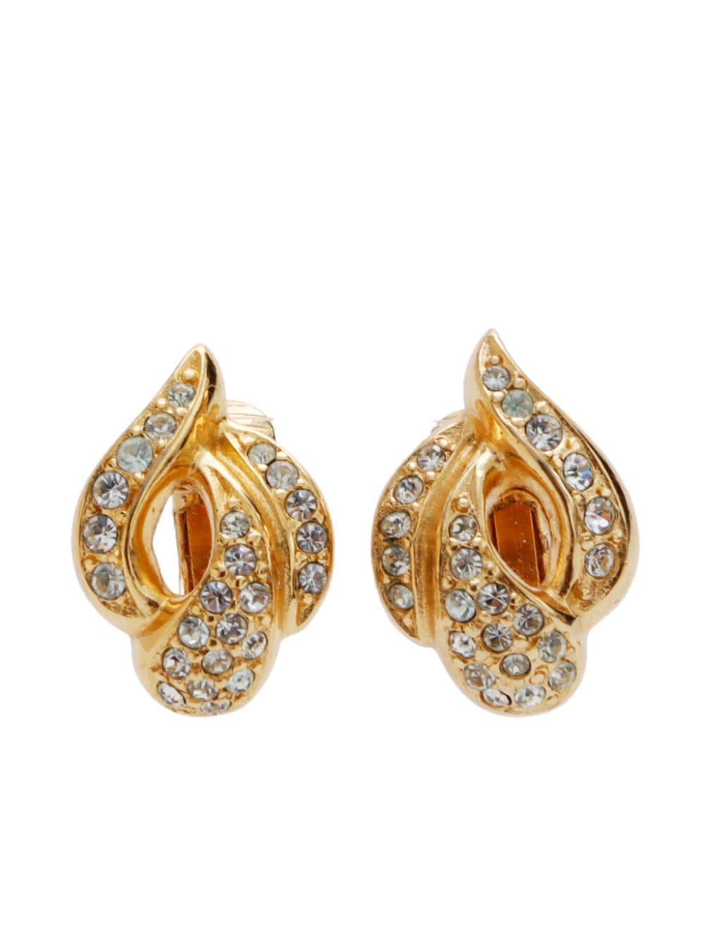 rhinestone-embellished clip-on earrings