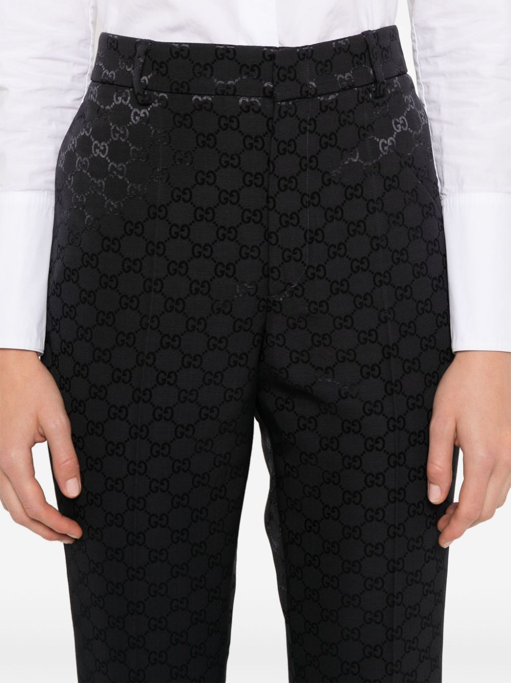 Shop Gucci Gg-jacquard Trousers In Blau