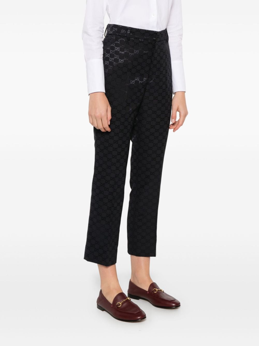 Shop Gucci Gg-jacquard Trousers In Blau