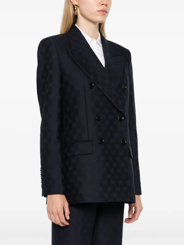 ジャケットその他 Gucci Midnight Blue Wool Blazer GUCCI Double-breasted wool-jacquard blazer | NET-A-PORTER