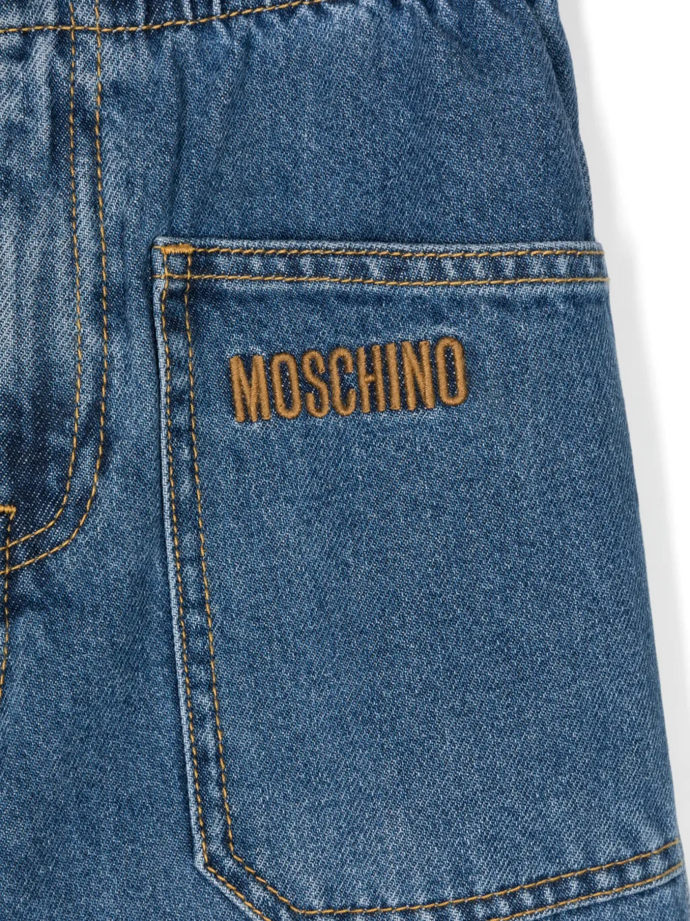 Moschino Kids Jeans met geborduurd logo Blauw