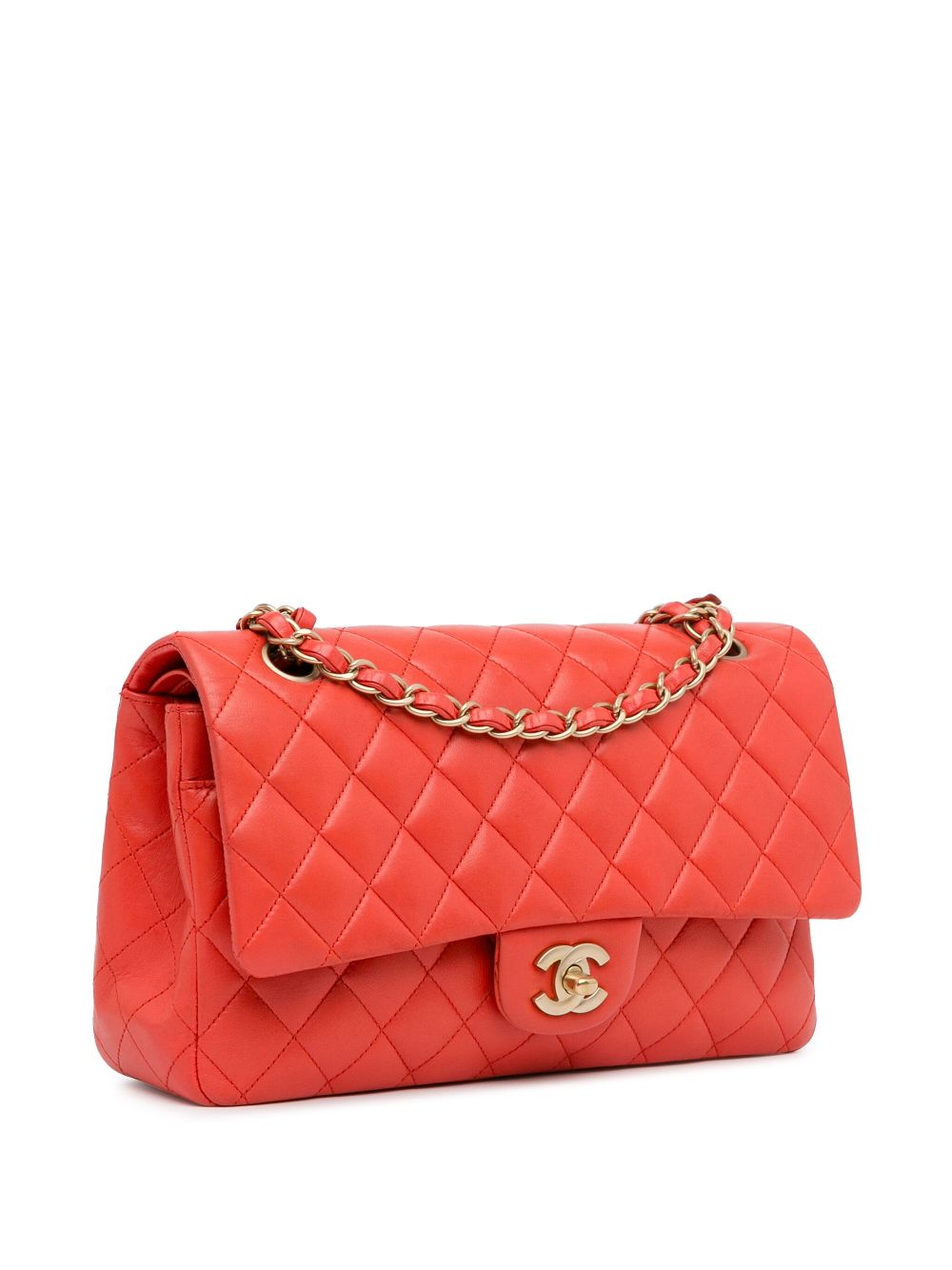 Affordable HOT SALE CHANEL 2009-2010 Medium Classic Lambskin Double Flap shoulder bag Women