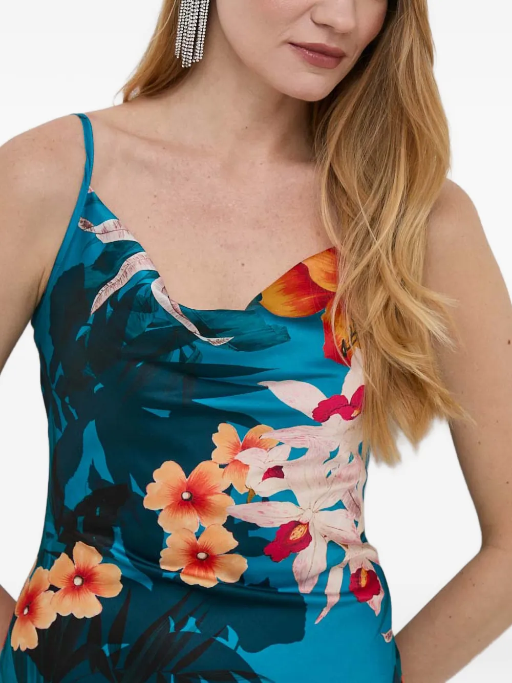 GUESS USA Midi-jurk met bloemenprint Blauw