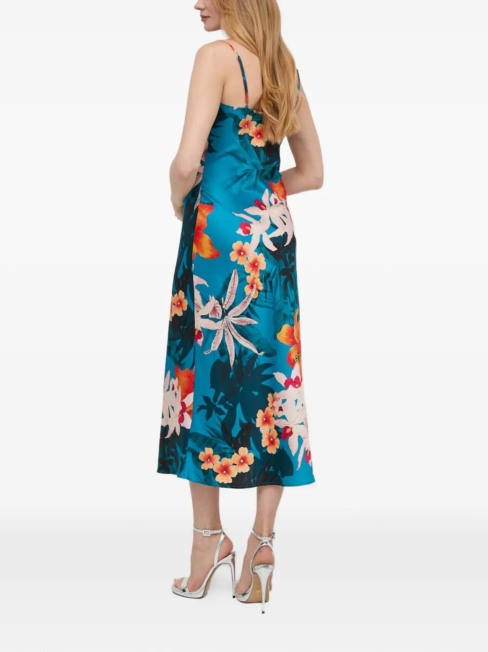 GUESS USA Midi-jurk met bloemenprint Blauw