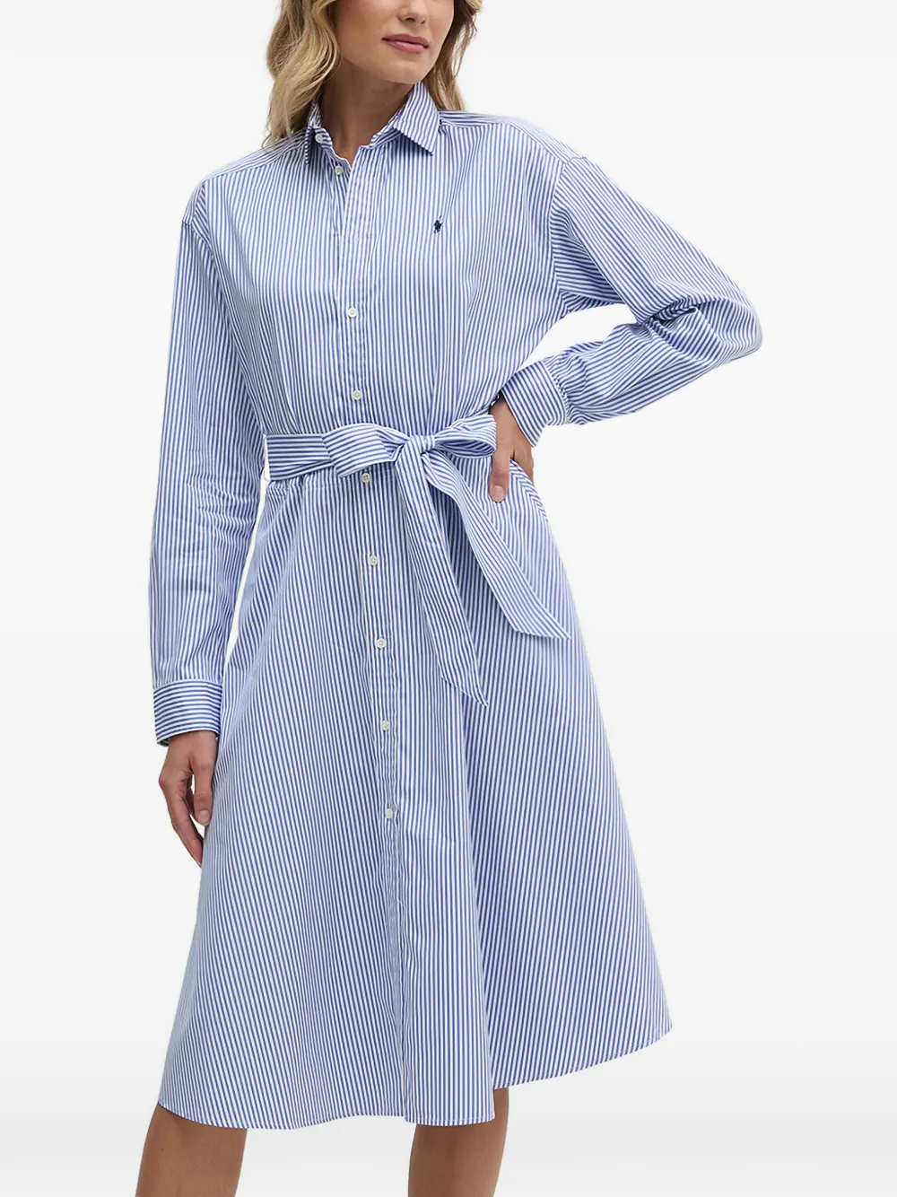 Polo Ralph Lauren striped belted midi shirt dress - Blu