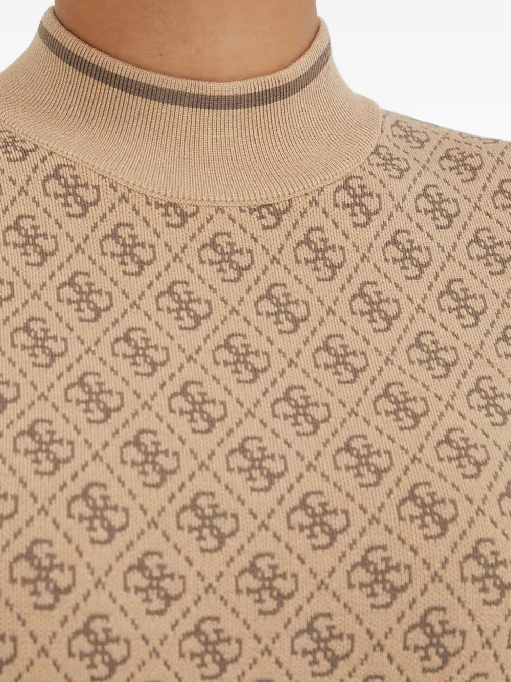 Guess Usa 4g-pattern High-neck Mini Dress In Neutral