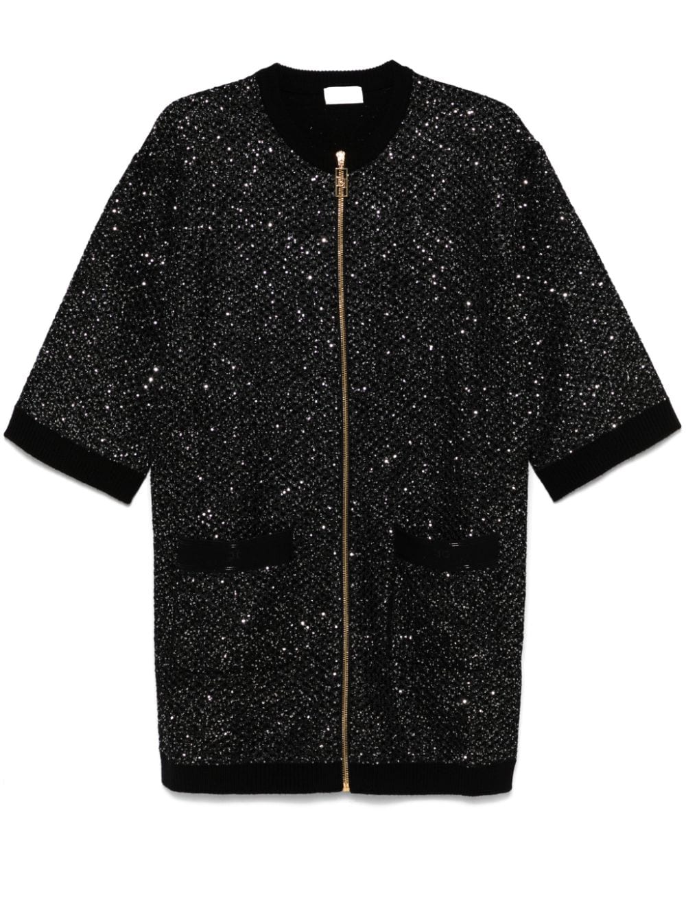 Shop Elisabetta Franchi Sequin-embellished Mini Dress In Black