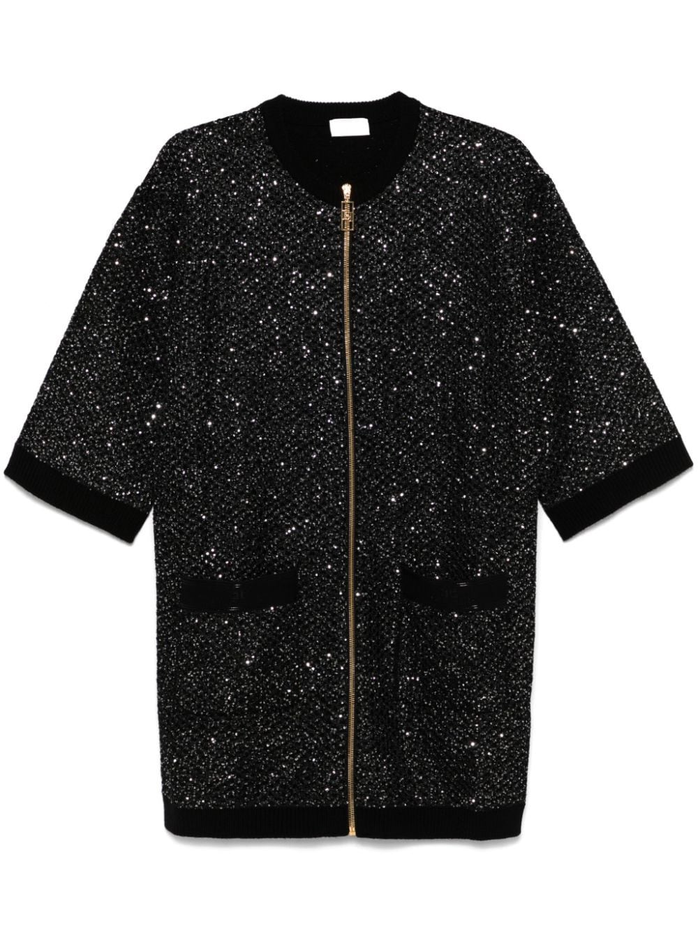 Shop Elisabetta Franchi Sequin-embellished Mini Dress In Black