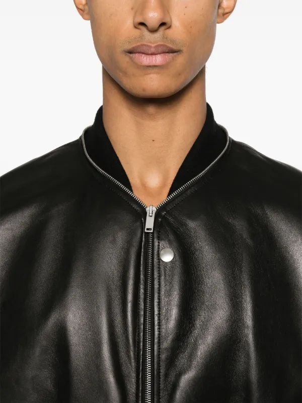 Jil Sander Leather Bomber Jacket | Black | FARFETCH