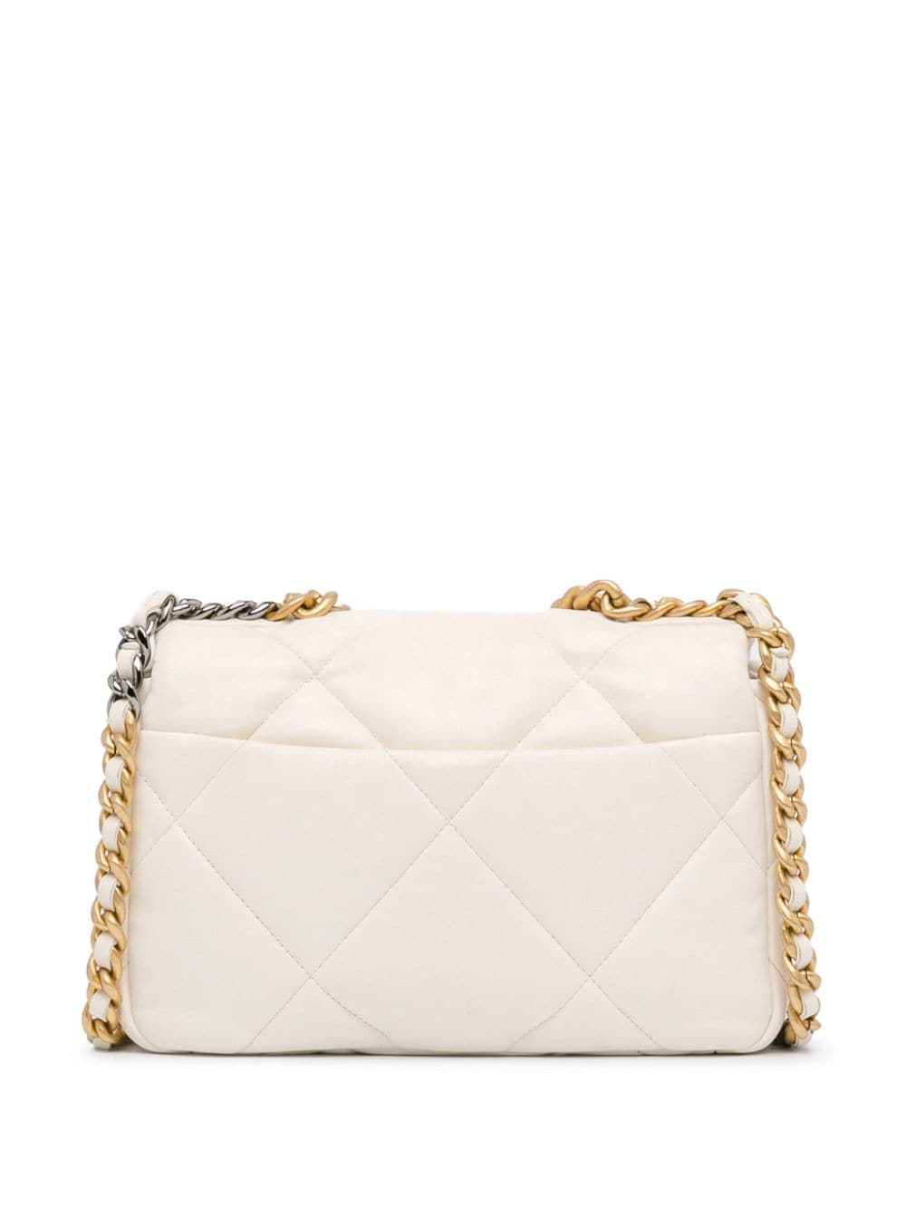 CHANEL Pre-Owned 2021 Medium Lambskin 19 Flap satchel - WHITE