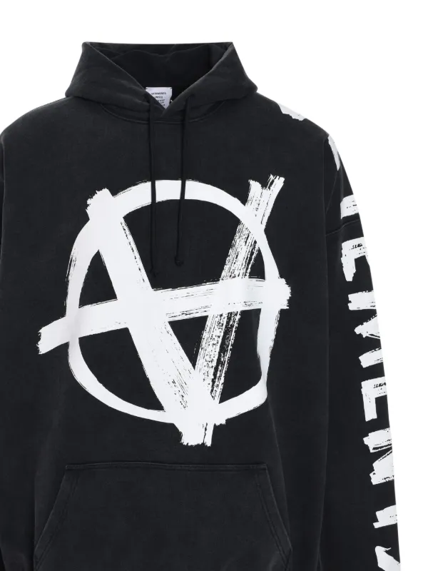 VETEMENTS Double Anarchy Hoodie Black FARFETCH SG