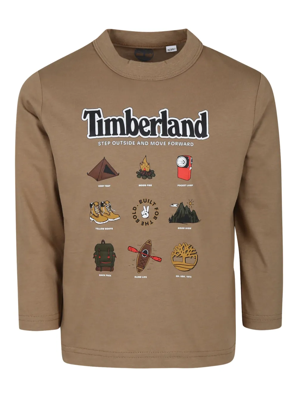 Timberland Kids T-shirt met lange mouwen en grafische print Bruin