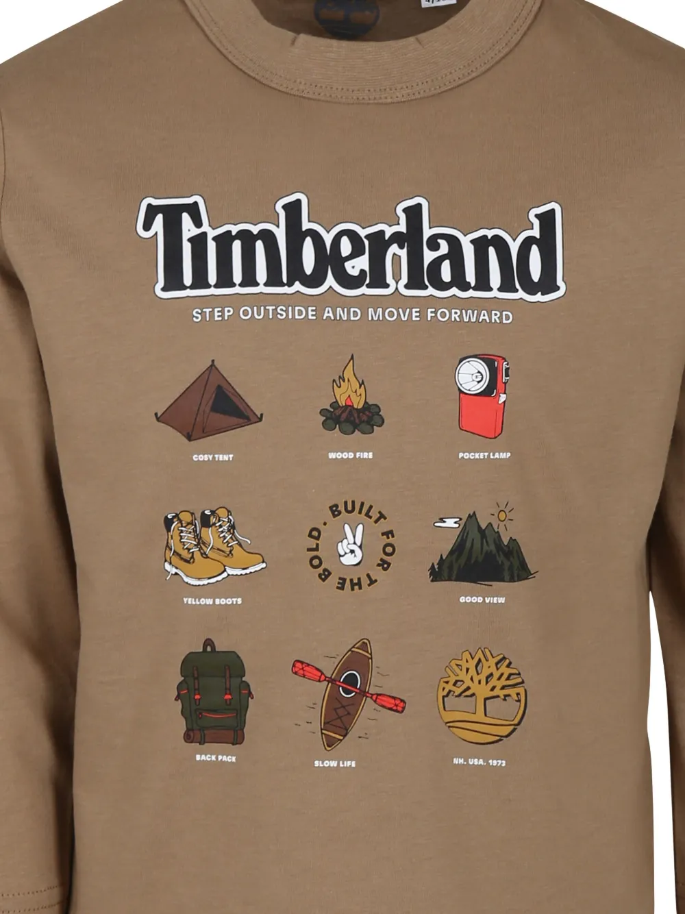 Timberland Kids T-shirt met lange mouwen en grafische print Bruin