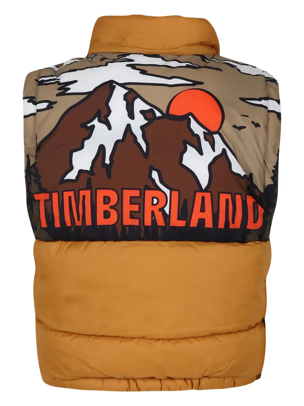 Timberland Kids Gewatteerd jack met capuchon en logoprint Geel