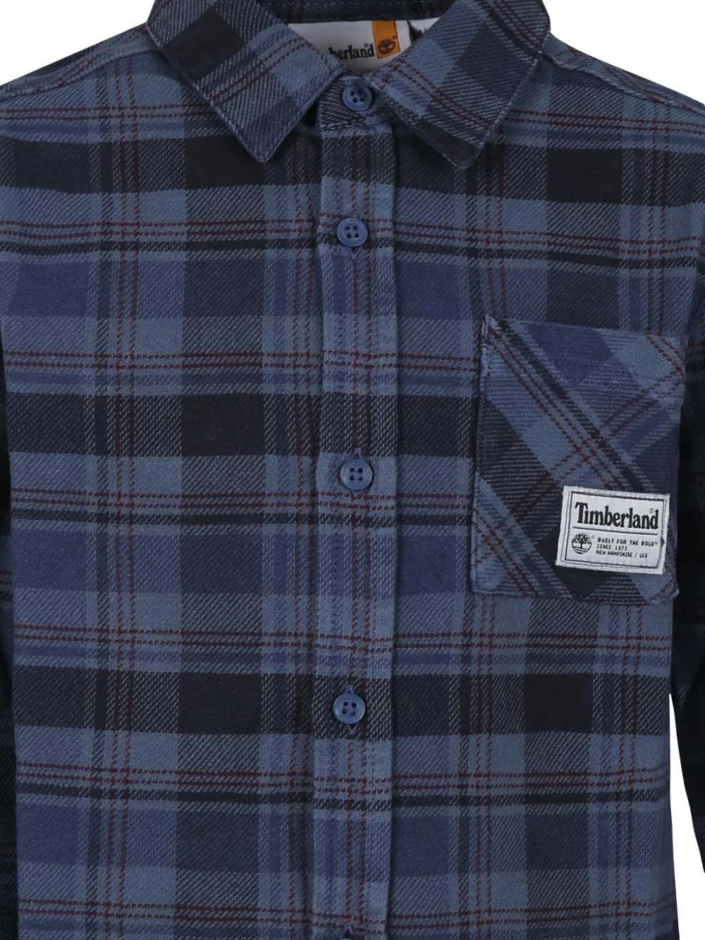 Timberland Kids Geruit shirt met logo-applicatie Blauw