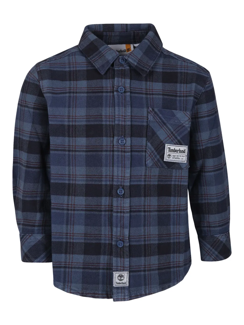 Timberland Kids logo-appliqué check-pattern shirt | Blue | Image 1