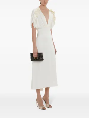 【VICTORIA BECKHAM】パフスリーブ ギャザー ミディドレス Victoria 狂っ Beckham】パフスリーブギャザーミディドレス
