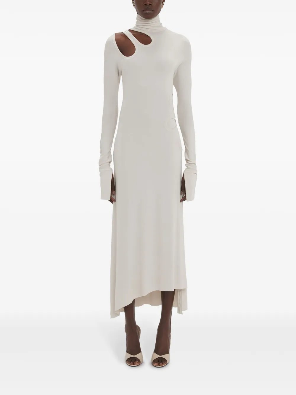 Victoria Beckham cutout Jersey Midi Dress White FARFETCH UK
