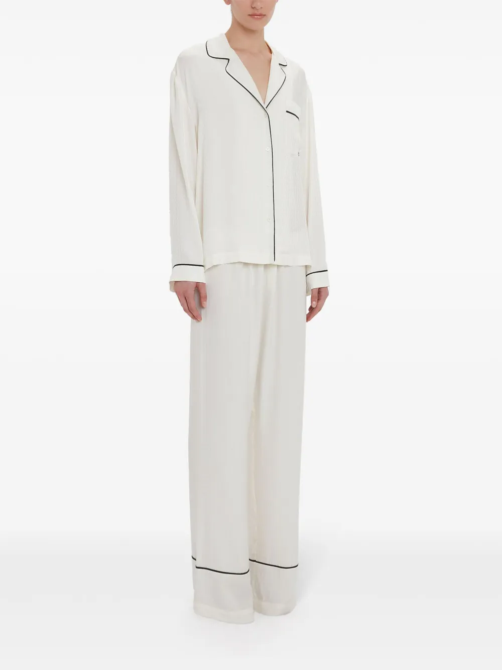Shop Victoria Beckham Monogram Pyjama Set In White