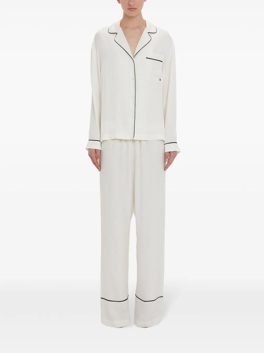 Shop Victoria Beckham Monogram Pyjama Set In White