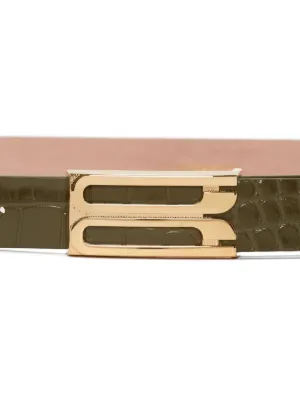 ベルト Victoria Beckham LEATHER BELT (1125ABL006370A BRICKRED) Jumbo Frame Belt In Brick Red Croc Embossed Leather