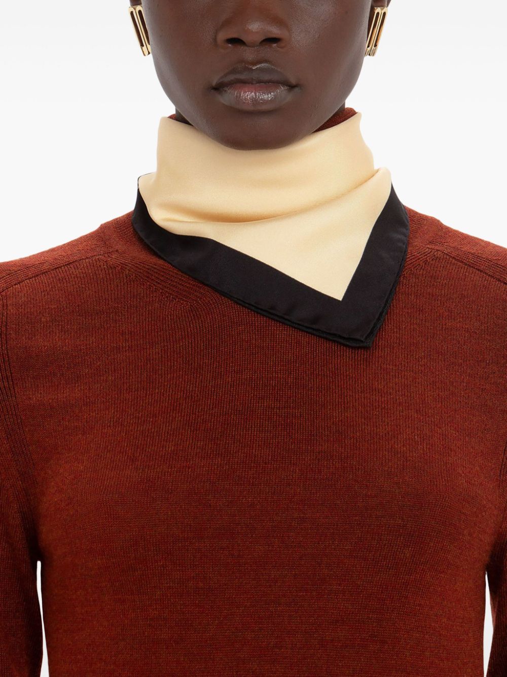 Shop Victoria Beckham Colour Block-print Silk Scarf In Neutrals