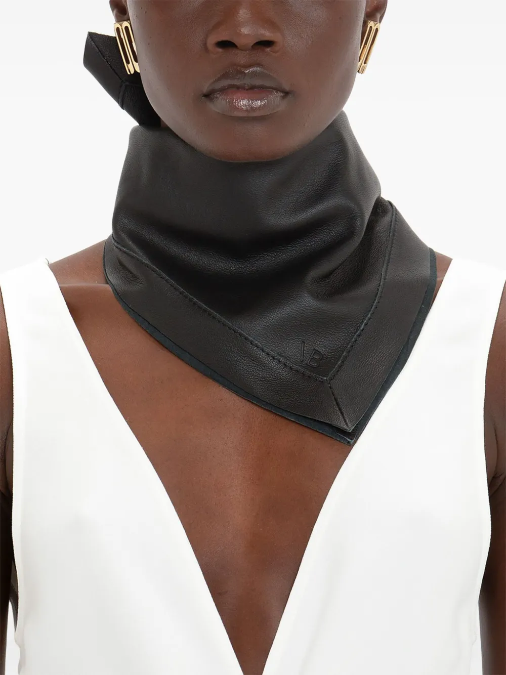 VICTORIA BECKHAM LOGO-DEBOSSED LEATHER SCARF