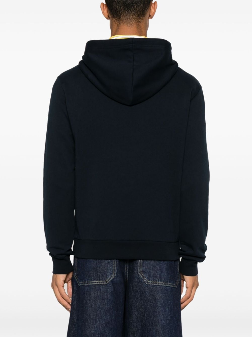 Shop Apc Logo-embroidered Hoodie In Blau