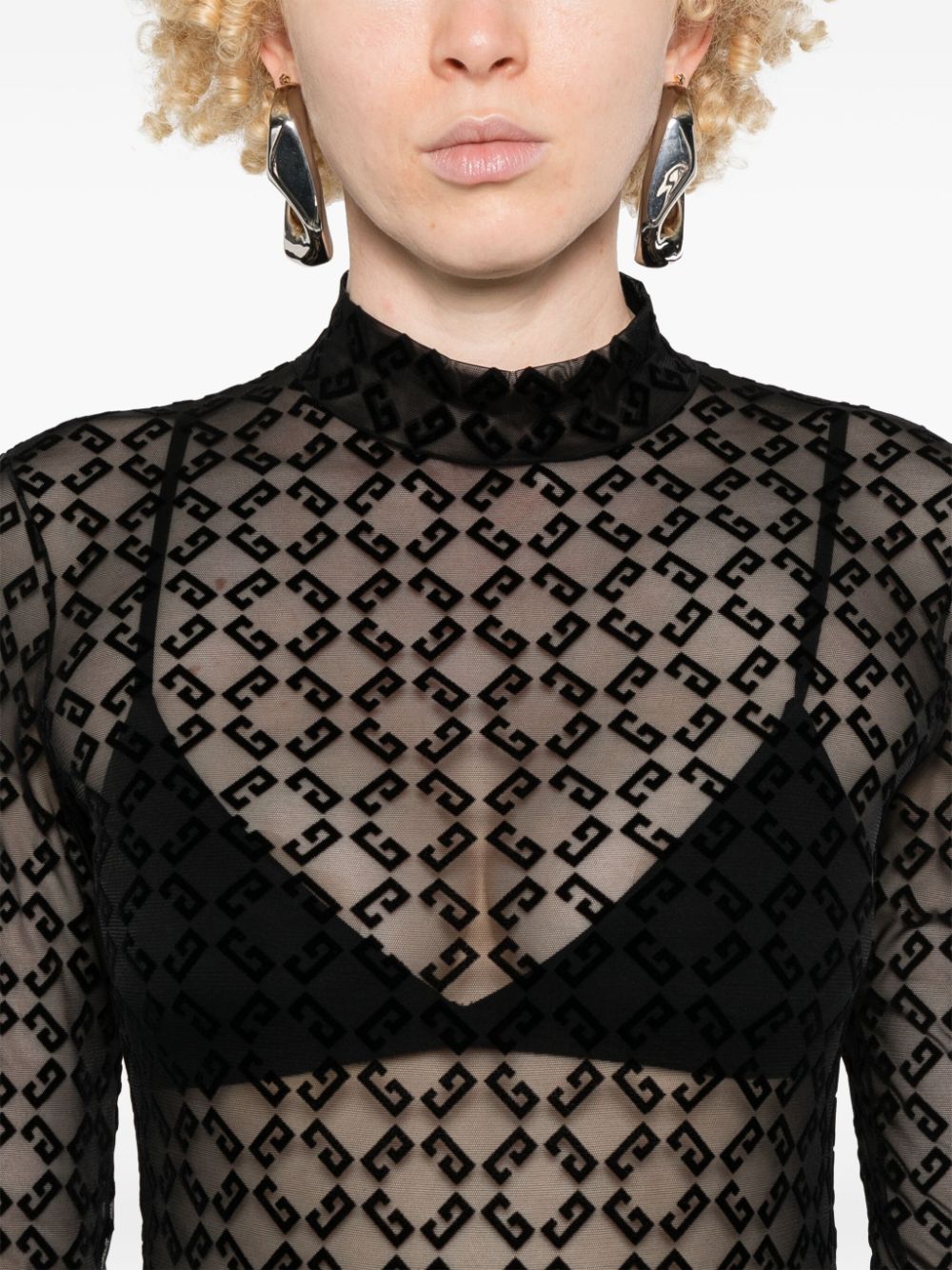 Shop Givenchy Flocked-logo Bodysuit In Black