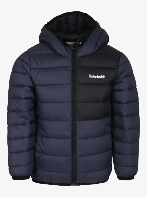 Timberland Kids chamarra capitonada con logo estampado