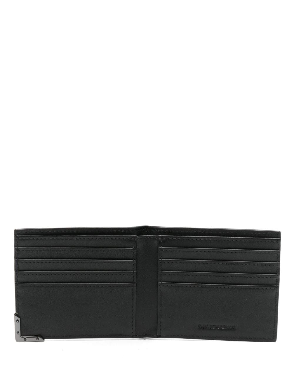 Shop Emporio Armani Embossed Monogram-pattern Leather Wallet In Black