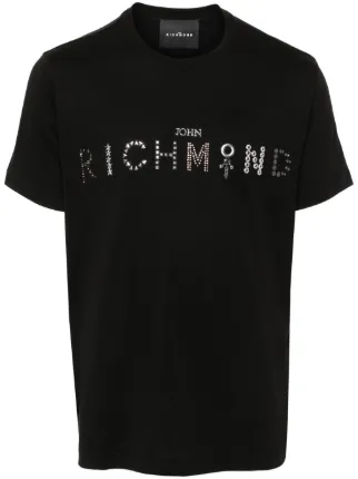John Richmond studded-logo T-shirt | Black | FARFETCH IN