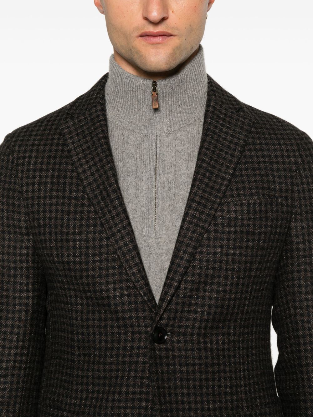 Shop Zegna Houndstooth-pattern Blazer In Blue