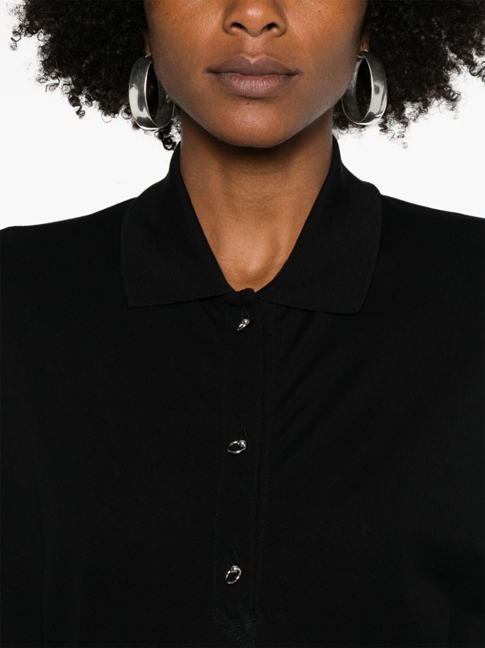 Shop Mugler Corseted Polo Shirt In Black