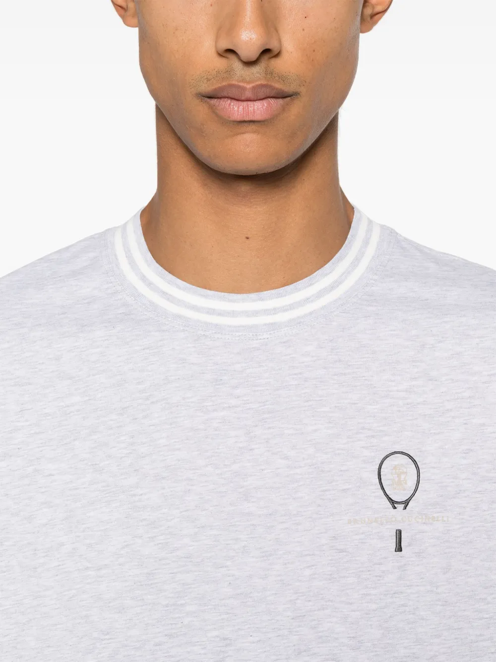 Brunello Cucinelli T-shirt met tennis-logo Grijs