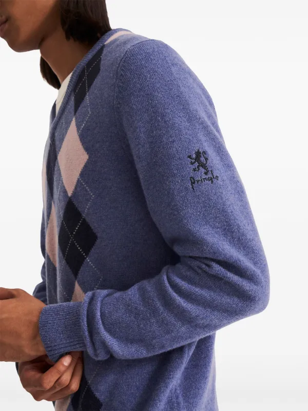 Pringle Of Scotland Argyle v-neck Sweater | Blue | FARFETCH